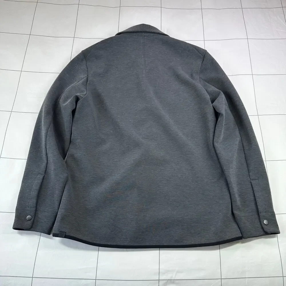 Lululemon Shirt Jacket Mens XS Gray Gridliner Fleece Overshirt Commute City Snap